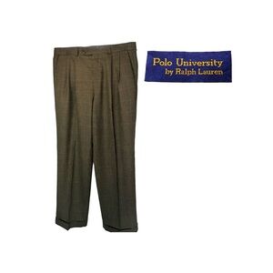 Polo University by Ralph Lauren Size 33 X 30 Brown Houndstooth Dress Pants